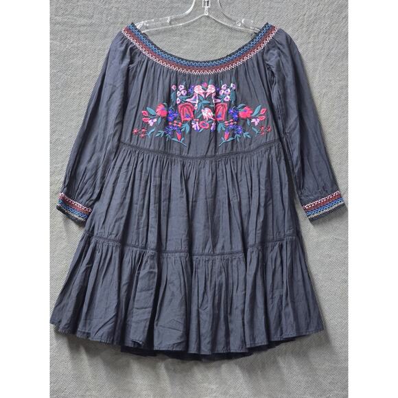 Free People Sunbeams Dress Womens Small A-Line Floral Off Shoulder Mini Cottage - Picture 3 of 8